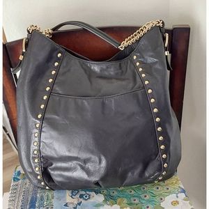 NICE~MICHAEL Michael KORS Black Leather Hobo Bag Purse